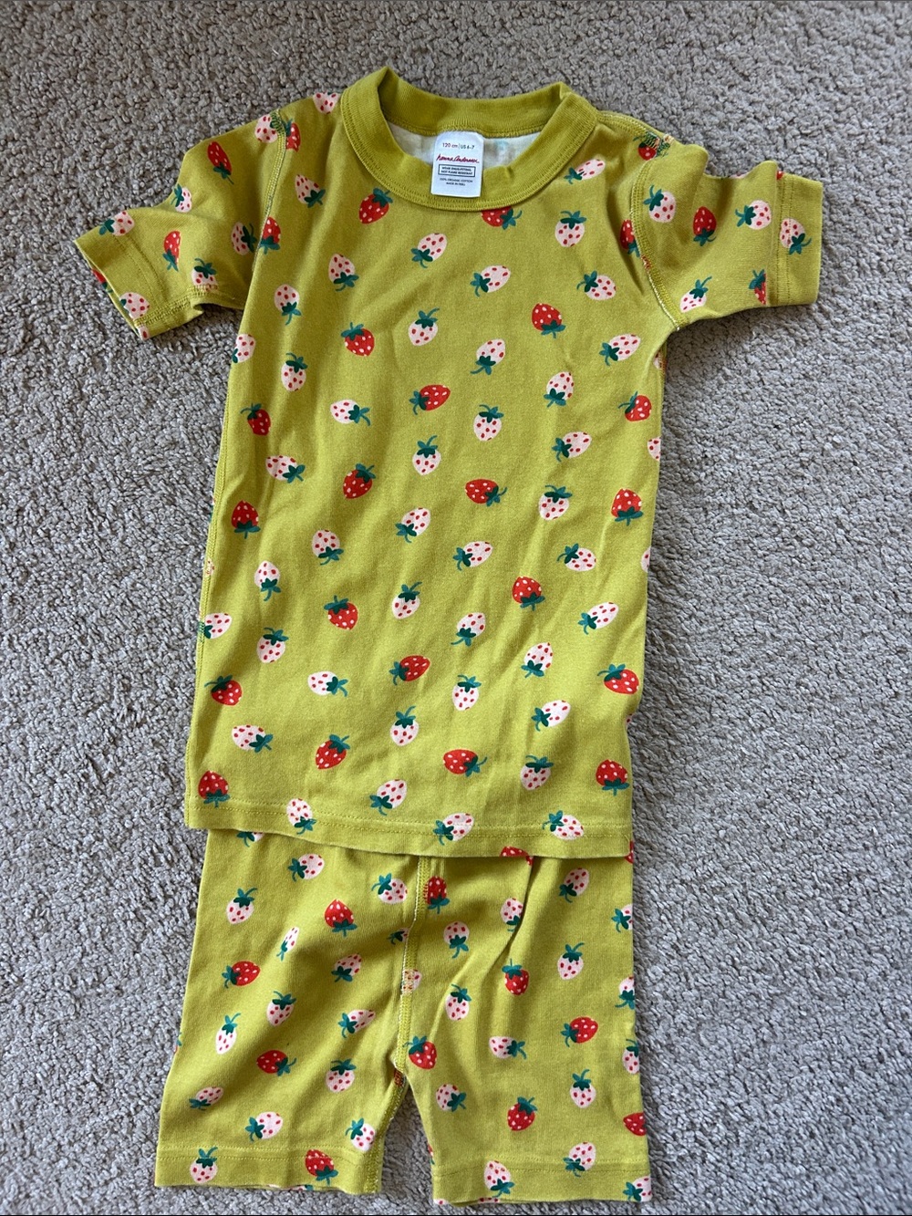 Hanna Andersson Kids Strawberry Short Pajama Set - Green